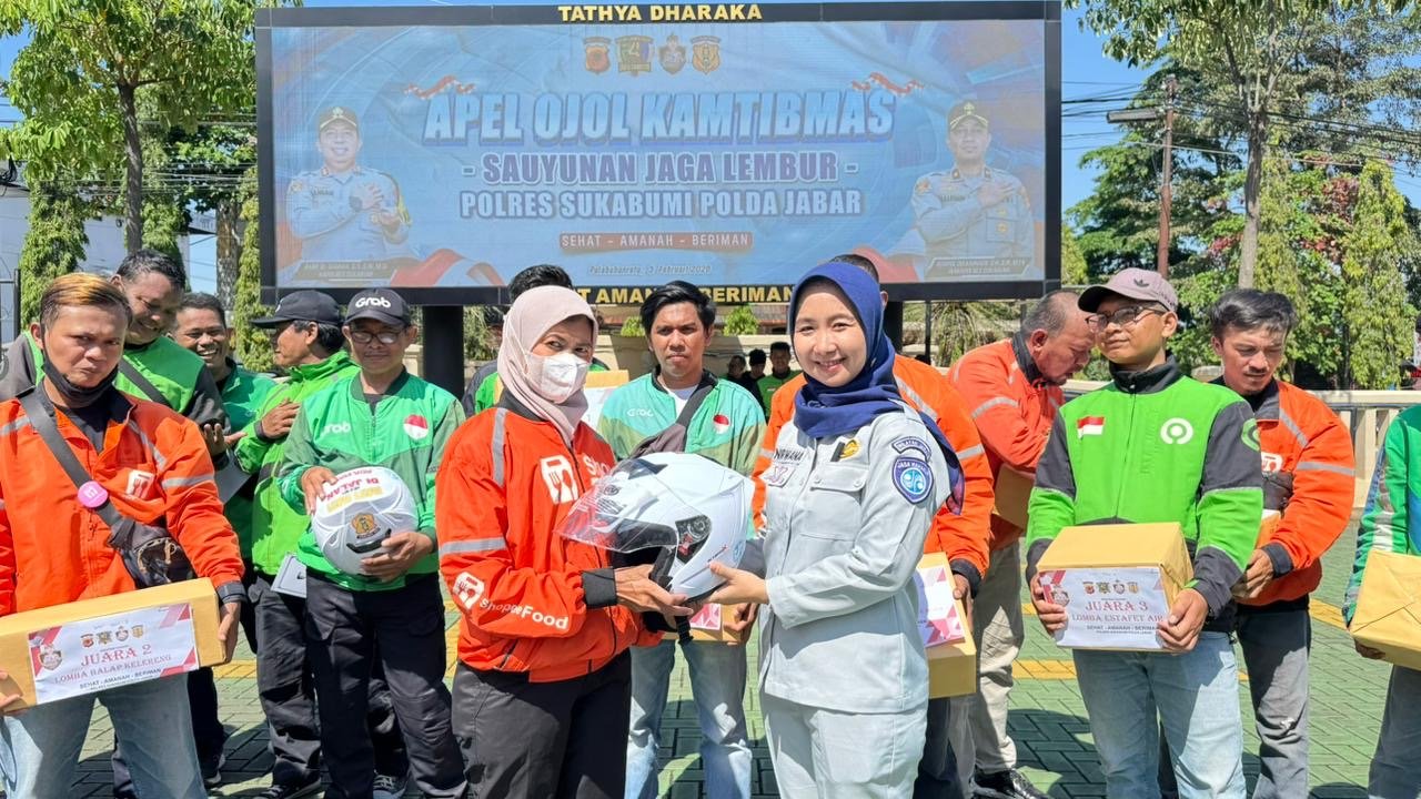 Jasa Raharja Sukabumi Hadir dalam Apel Ojol Kamtibmas Polres Sukabumi